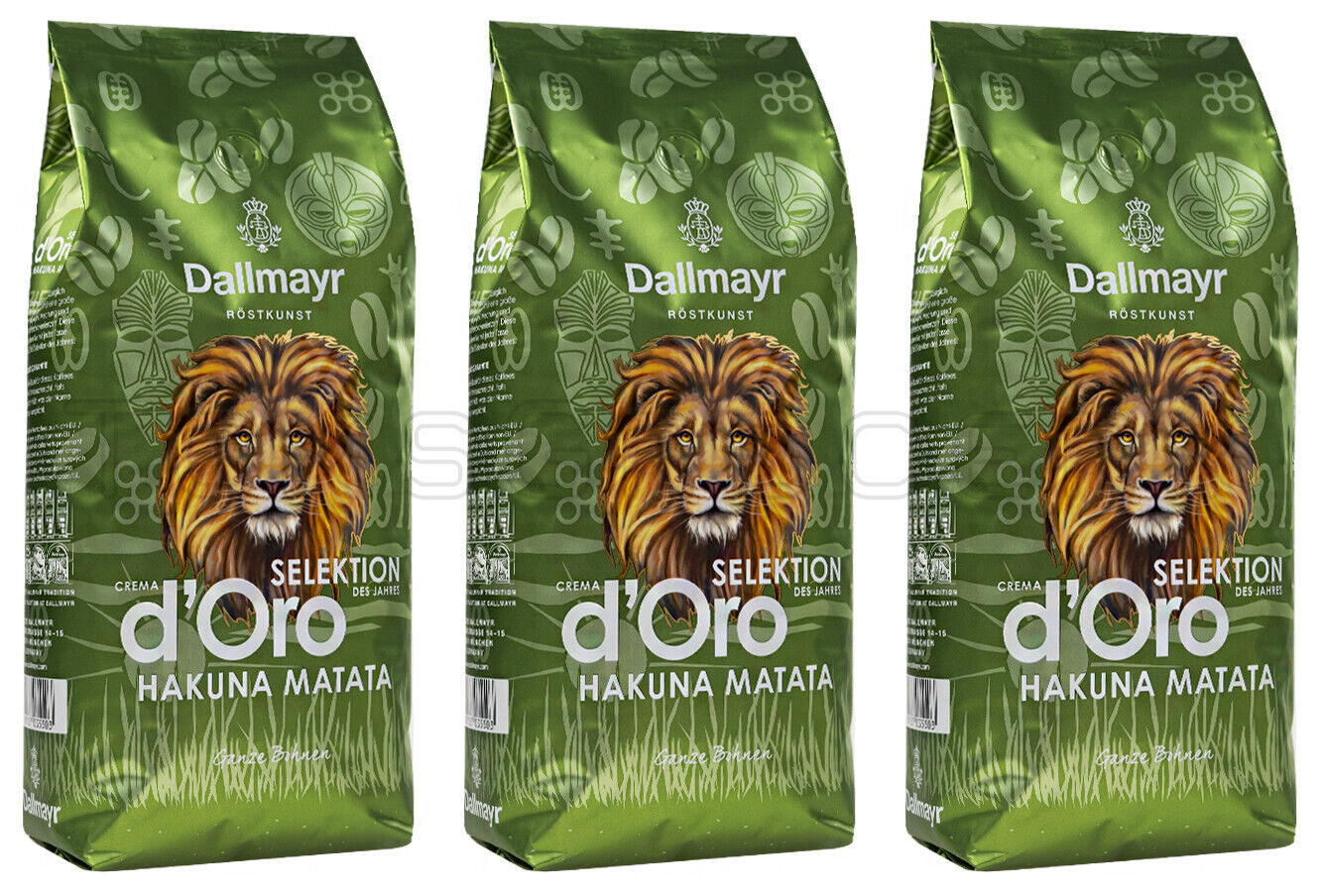 3 DALLMAYR SELEKTION Crema d'Oro Africa Premium Coffee Beans Bags 1kg 35oz
