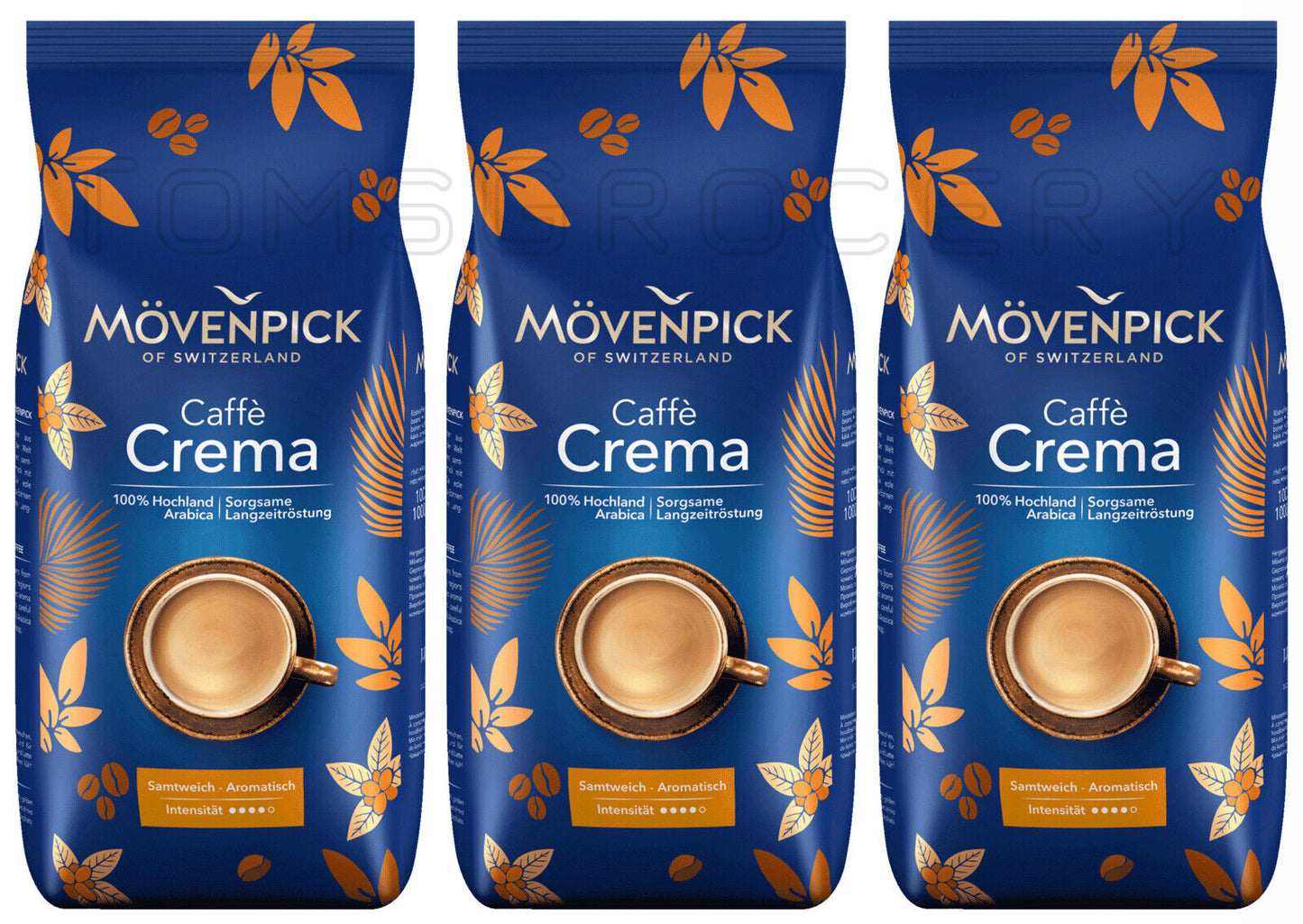 3 x MOVENPICK CAFFE CREMA Intense Premium Swiss Coffee Beans 1 kg 35oz