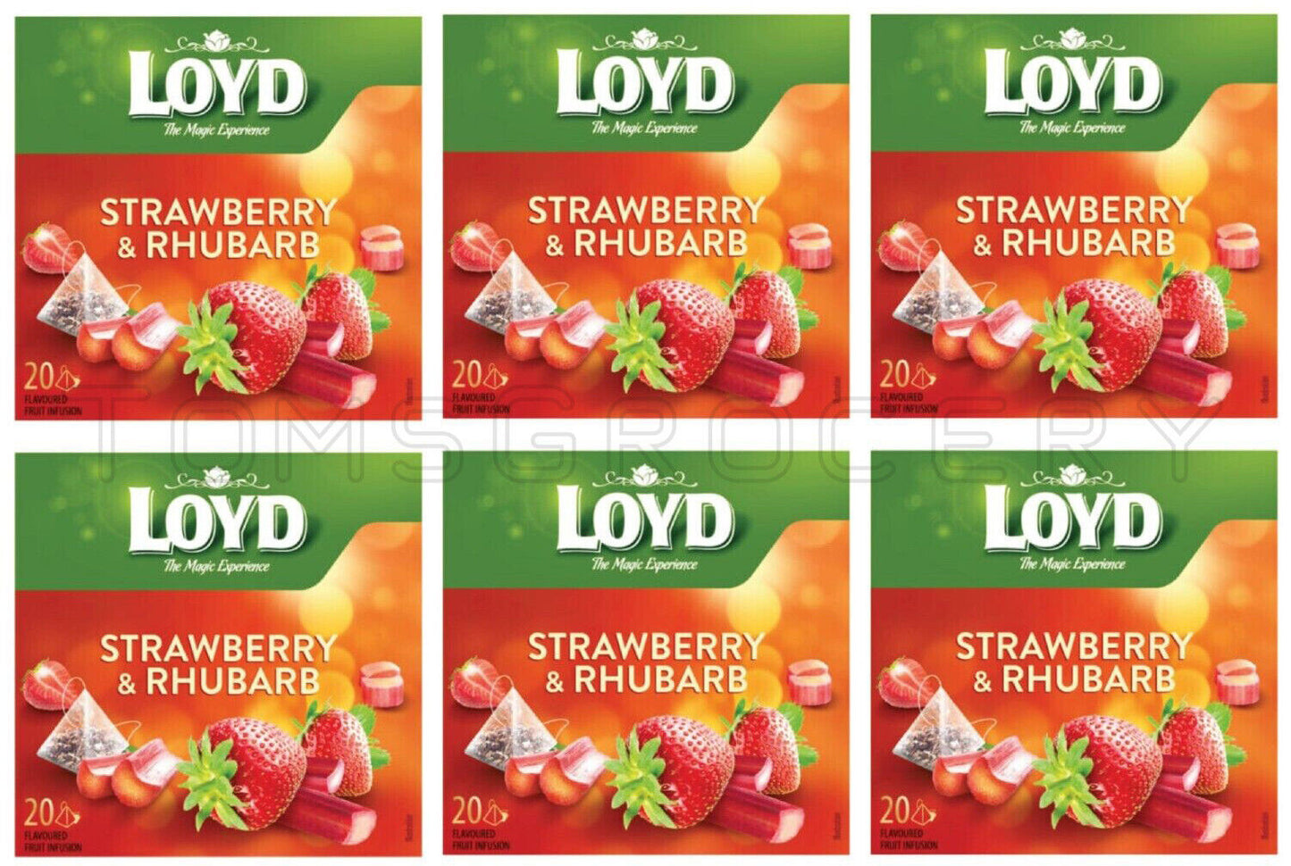 6 x LOYD STRAWBERRY & RHUBARB Flavor Fruit Tea Boxes (120 servings)