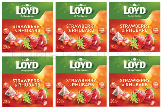 6 x LOYD STRAWBERRY & RHUBARB Flavor Fruit Tea Boxes (120 servings)