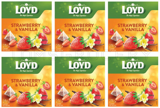 6 x LOYD STRAWBERRY & VANILLA Flavor Fruit Tea Boxes (120 servings)