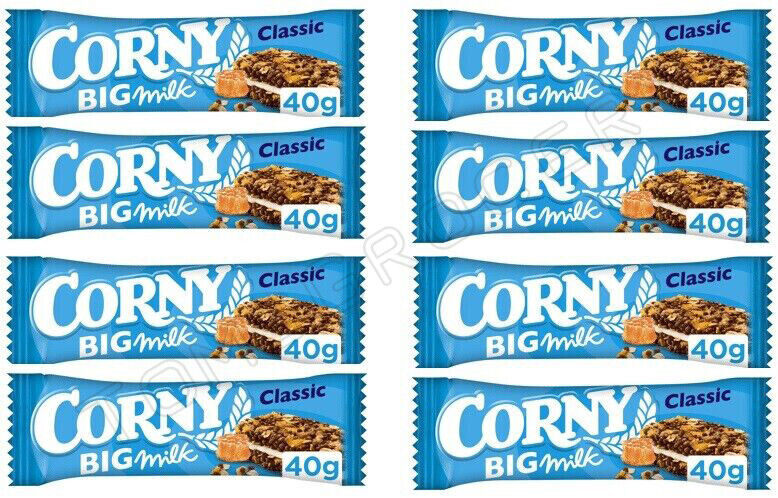 8 x CORNY BIG MILK Classic Flavor Healthy Energy Breakfast Cereal Bars 40g