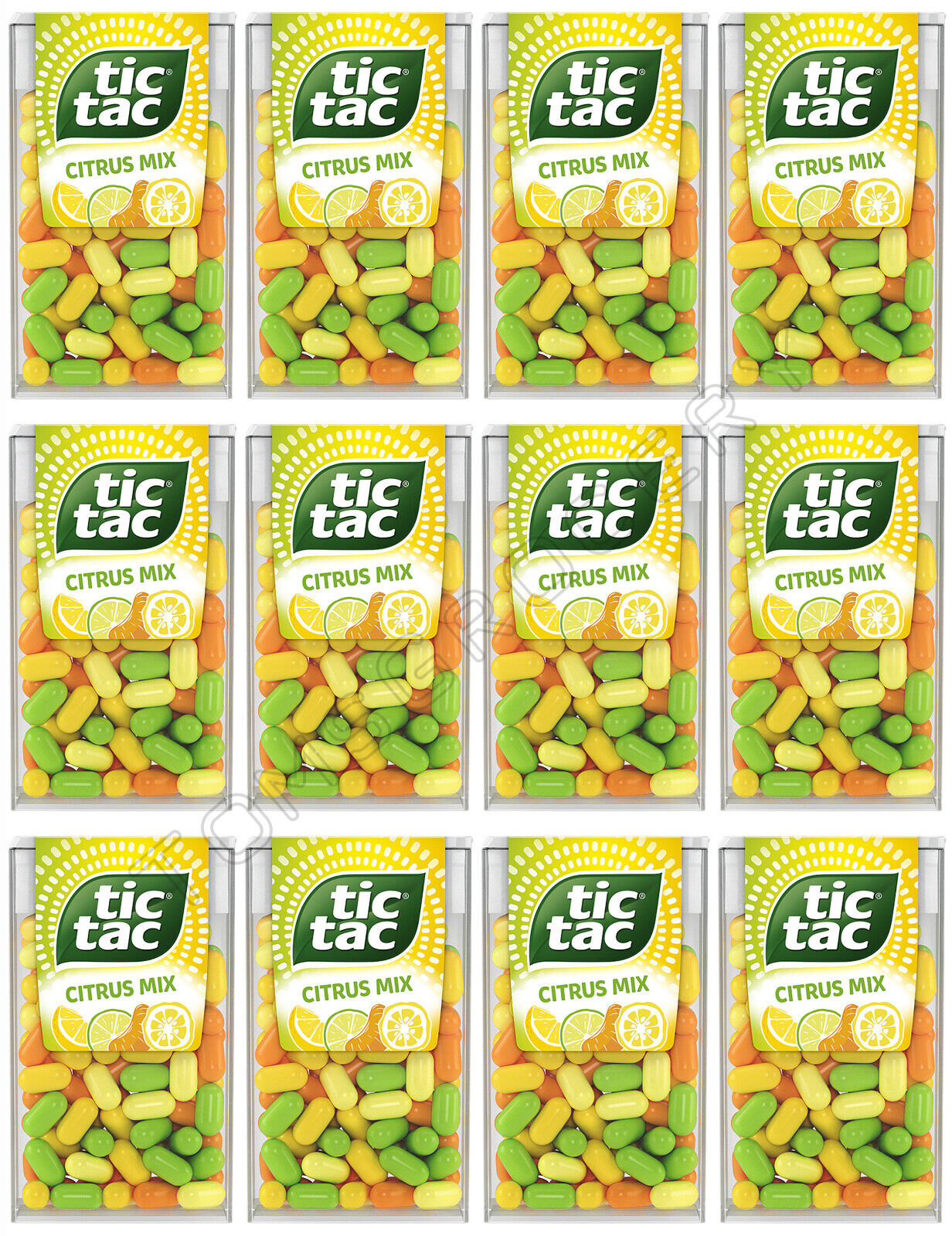 12 x NEW TIC TAC CITRUS MIX Mints Pastilles Lime Orange Mandarin 18g 0.64oz