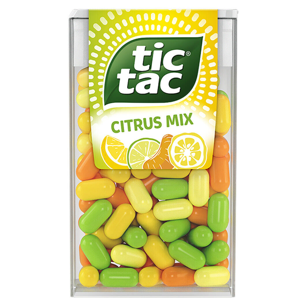 12 x NEW TIC TAC CITRUS MIX Mints Pastilles Lime Orange Mandarin 18g 0.64oz
