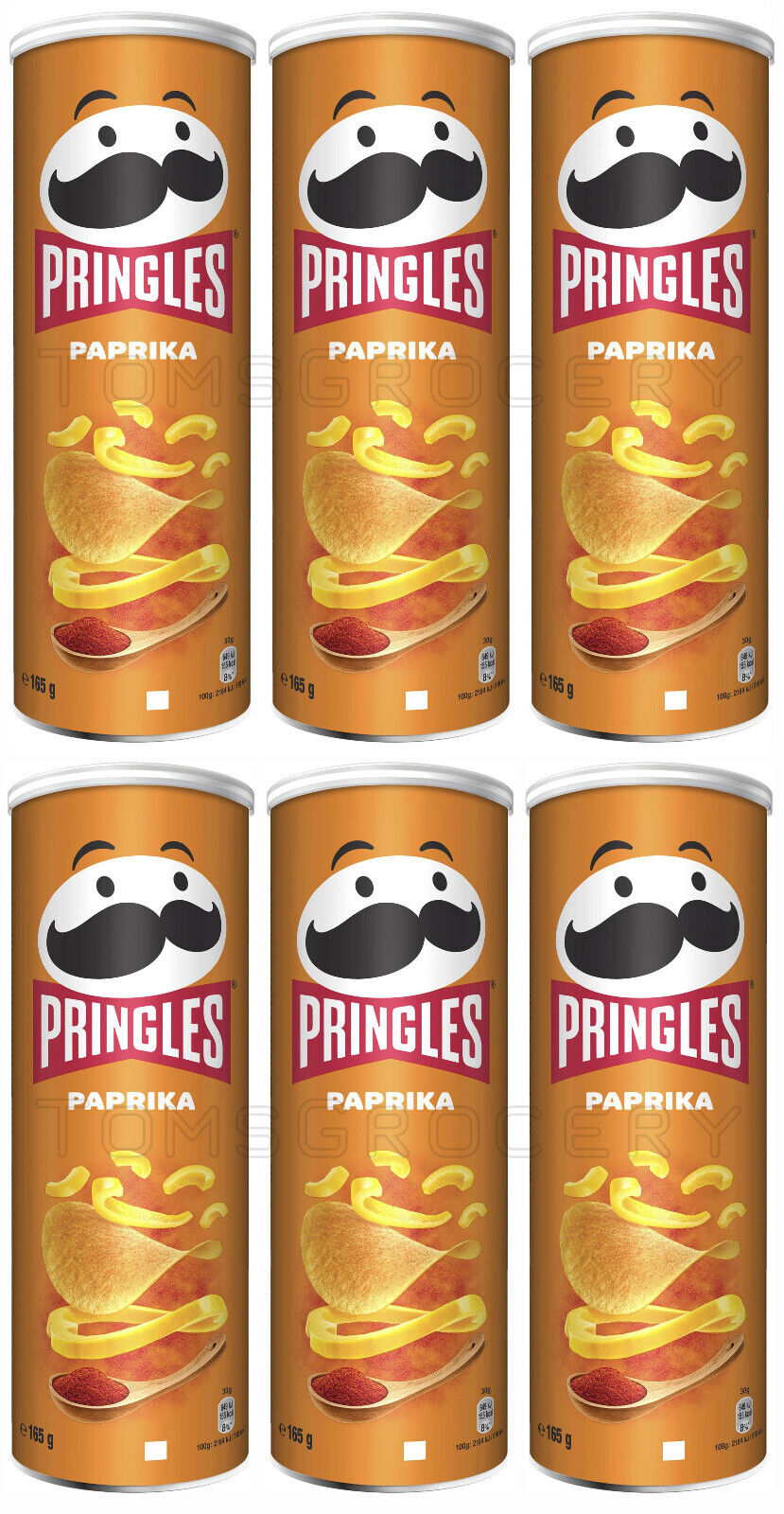 6 PRINGLES PAPRIKA Flavor Potato Chips 165g 5.3oz