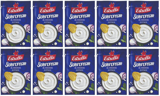 10 x ESTRELLA SOURCREAM & ONION Dipmix Dipping Sauce Spice Mix for Potato Chips
