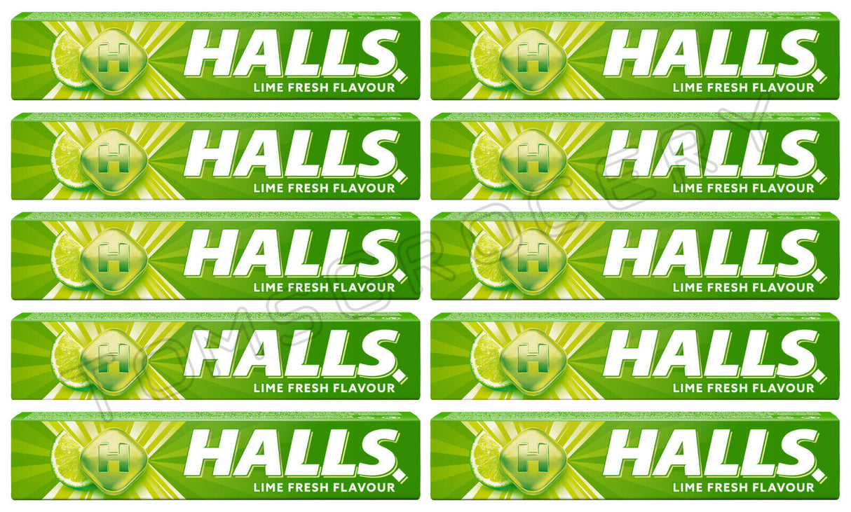 10 x HALLS LIME Flavor Pastilles Refreshing Candy with Vitamin C 33g 1.16oz
