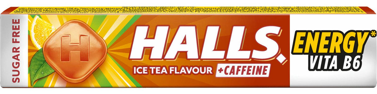 10 HALLS ENERGY CAFFEINE Ice Tea Flavor Pastilles Refreshing Candy 32g 1.1oz