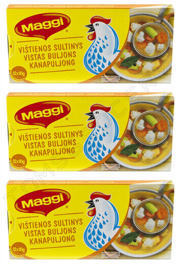 MAGGI CHICKEN Broth Soup Bouillon Fast Preparation Cubes 3x 120g 4.2oz