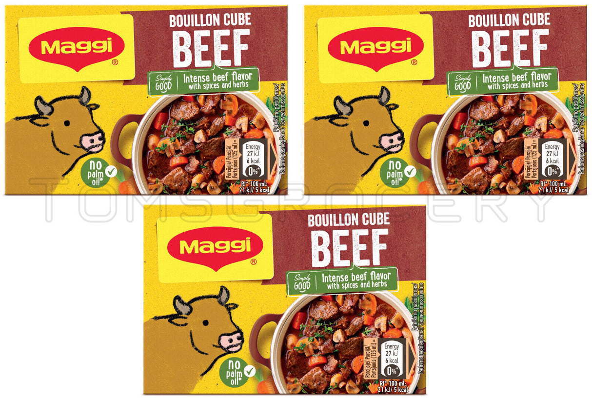 MAGGI BEEF Broth Soup Bouillon Fast Preparation Cubes 3x 80g 2.8oz