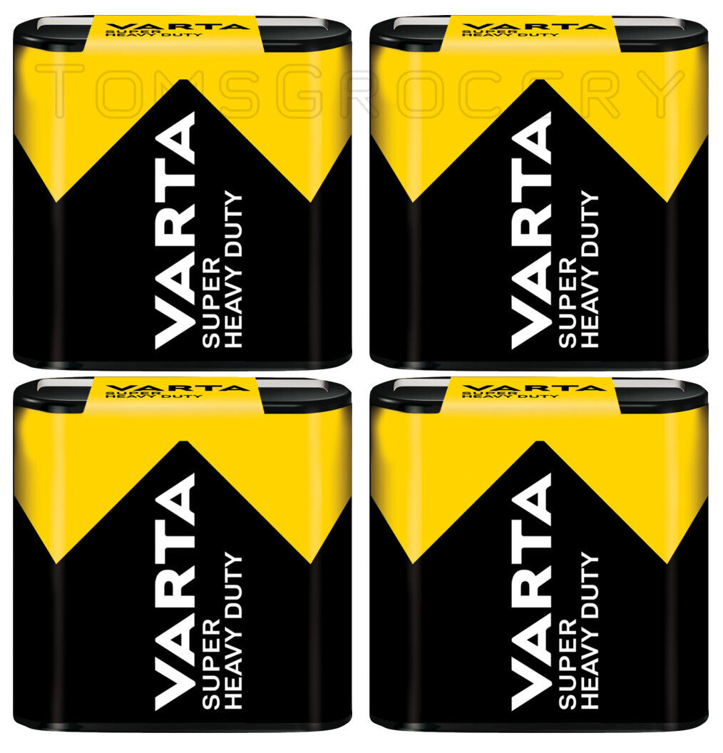4 VARTA SUPER HEAVY DUTY 3R12 4.5V Zinc Carbon Batteries