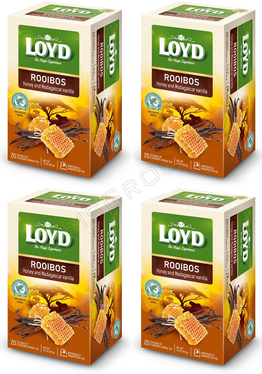 4 LOYD ROOIBOS HONEY & MADAGASCAR VANILLA Herbal Infusion 20 Teabag Tea Boxes