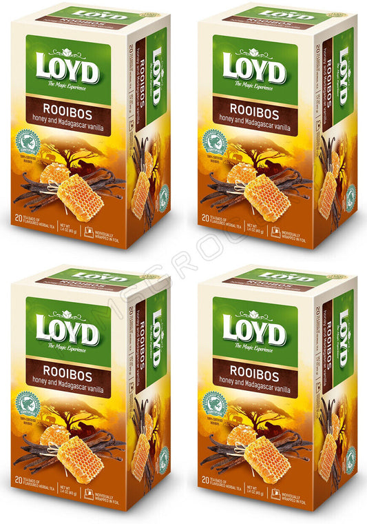 4 LOYD ROOIBOS HONEY & MADAGASCAR VANILLA Herbal Infusion 20 Teabag Tea Boxes