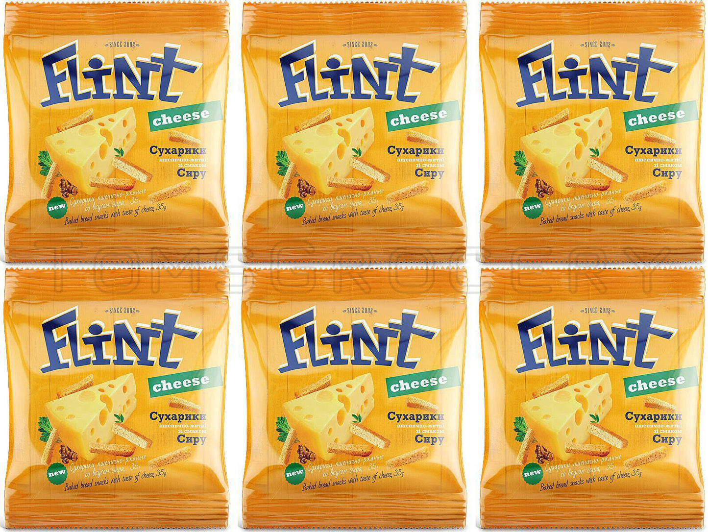 FLINT CHEESE Flavor Baked Bread Crisps Rusks European Snacks 6x 35g 1.2oz