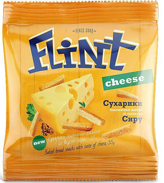 FLINT CHEESE Flavor Baked Bread Crisps Rusks European Snacks 6x 35g 1.2oz