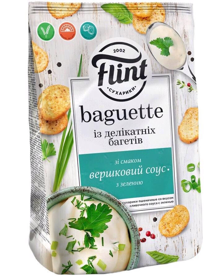 FLINT BAGUETTE SOUR CREAM & HERBS Flavor Baked Bread Crisps Snacks 3x 110g 3.8oz
