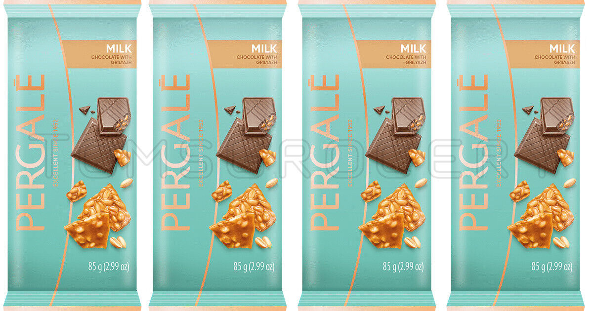 4 PERGALE Milk Chocolate Bars Grilyazh Caramel Flavor European Sweets 85g 3oz