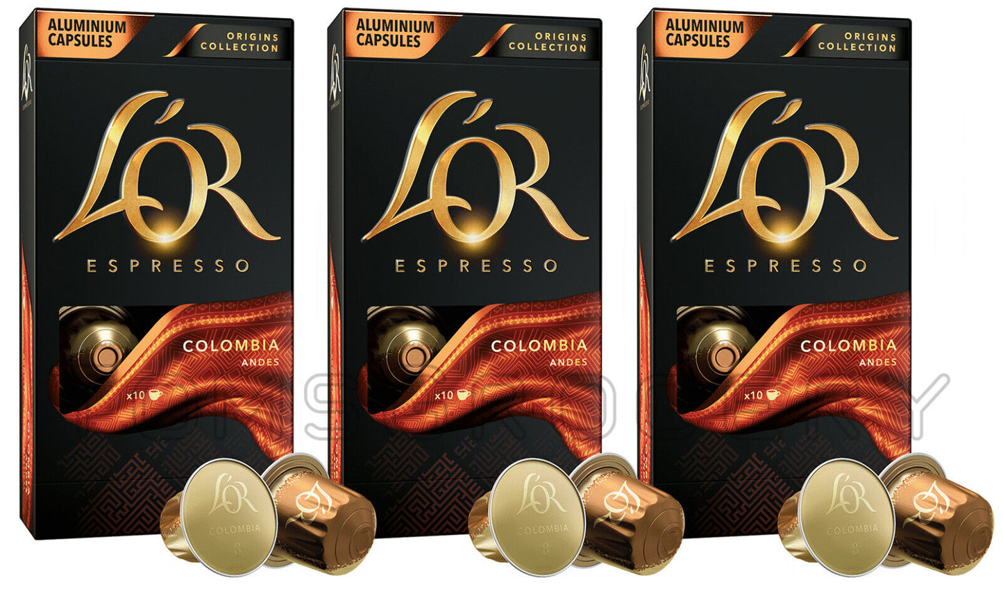 3 LOR ESPRESSO COLOMBIA ANDES Nespresso Original Instant Coffee Capsules Pods
