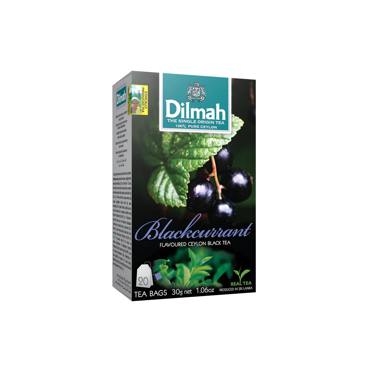 3 DILMAH BLACKCURRANT Flavor Ceylon Black Tea Sri Lanka Origin (60 servings)