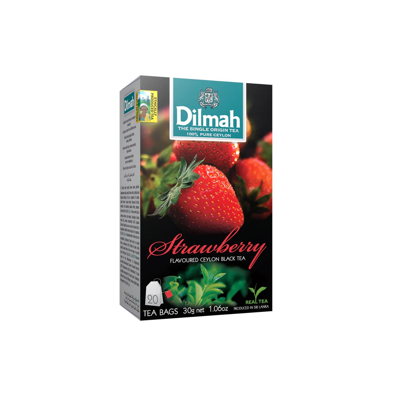 3 DILMAH STRAWBERRY Flavor Ceylon Black Tea Sri Lanka Origin (60 servings)