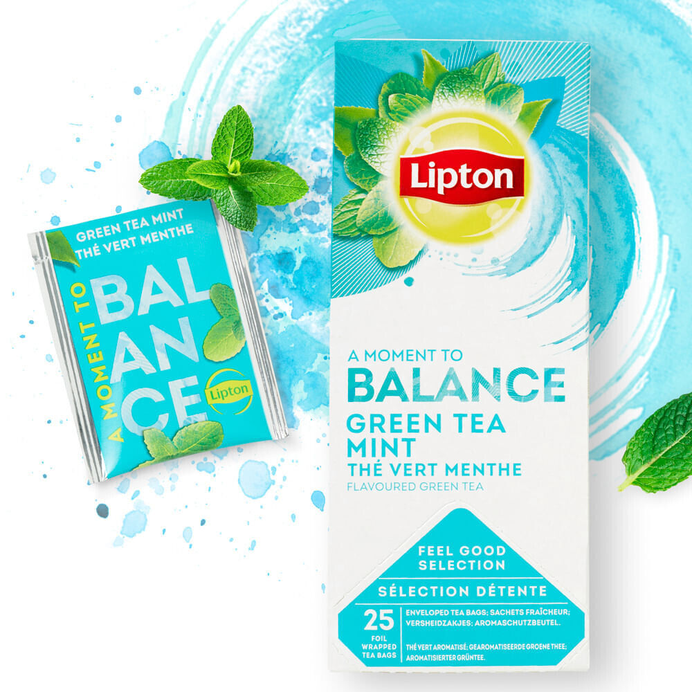 LIPTON BALANCE GREEN TEA MINT Flavor Tea Box (25 servings)