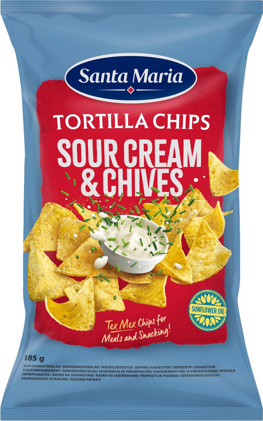 4 SANTA MARIA SOUR CREAM & CHIVES Flavor Tortilla Chips European Snacks 185g