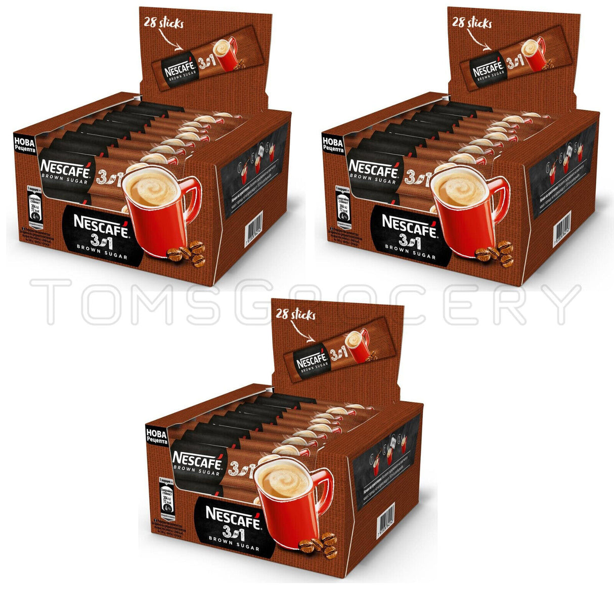 3 NESCAFE BROWN SUGAR 3in1 Instant Coffee 28 Sticks Boxes
