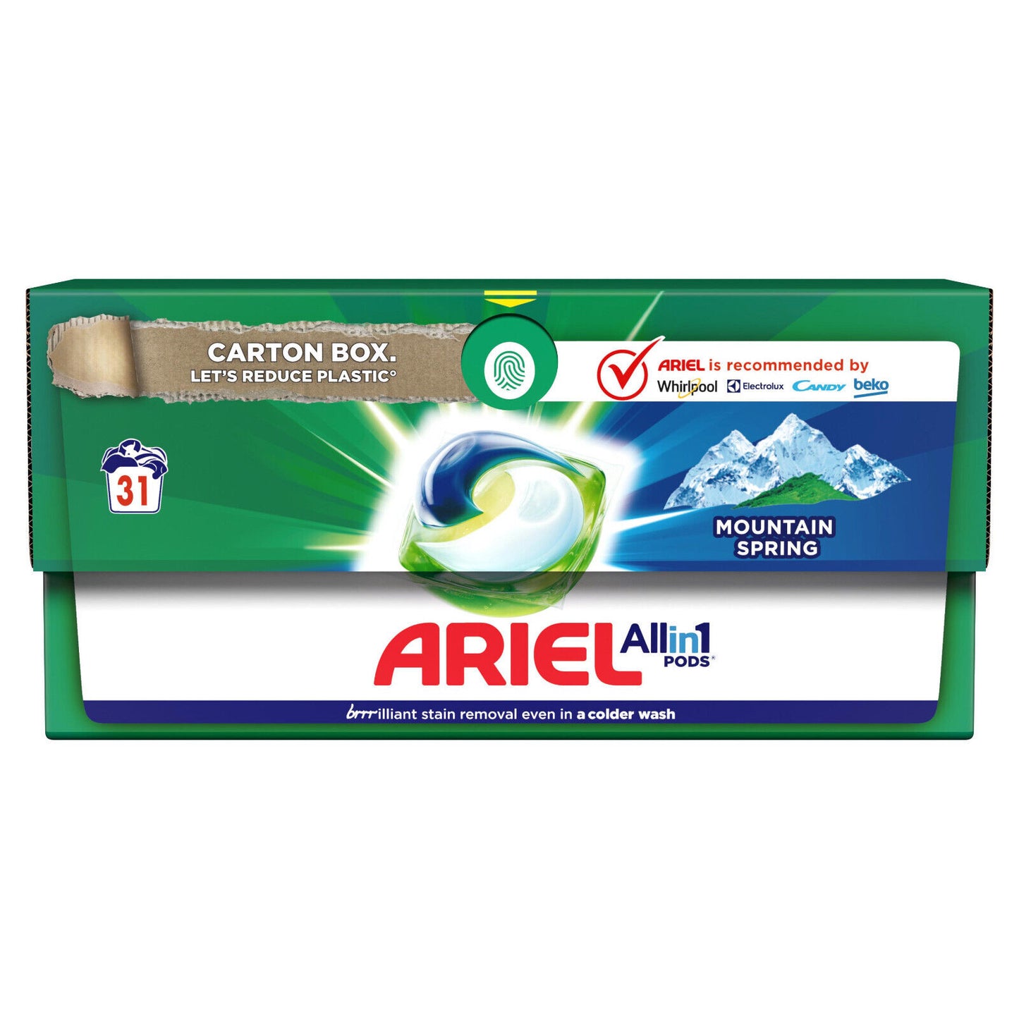 ARIEL MOUNTAIN SPRING Laundry Capsules Washing Machine Pods Caps 31 Load