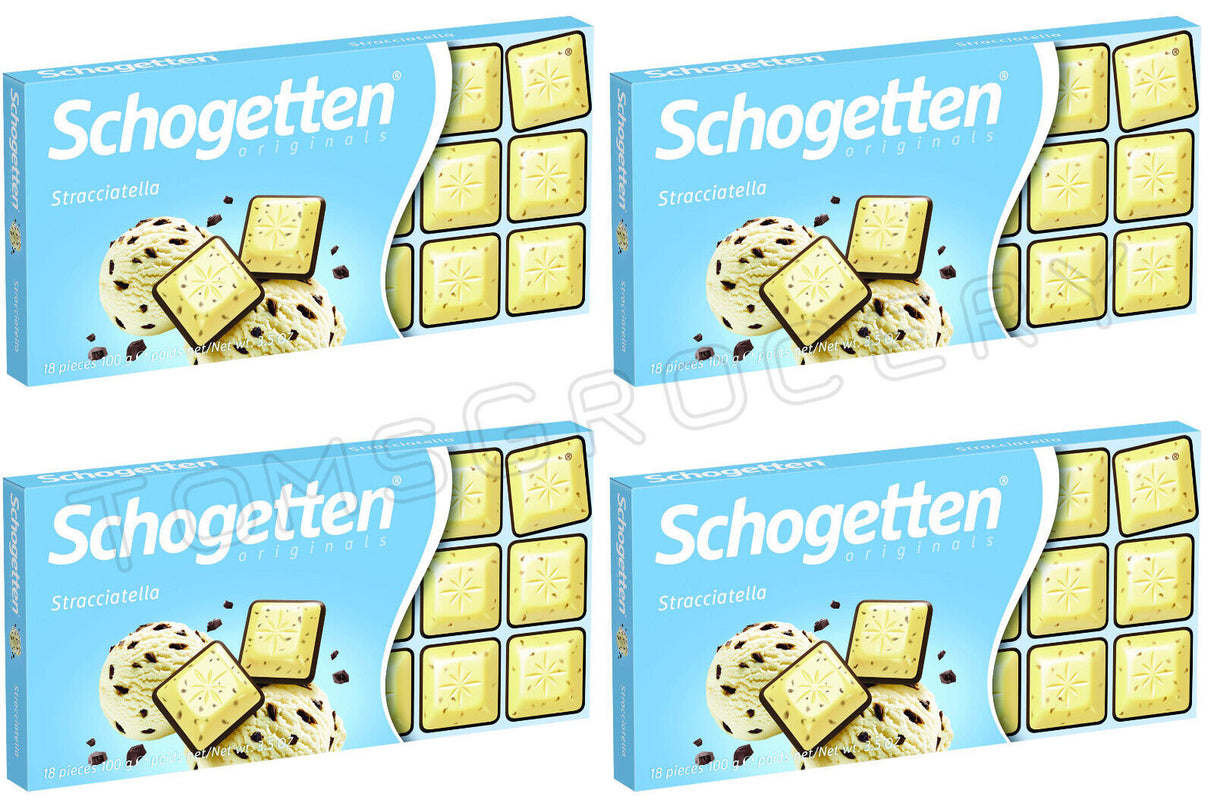 4 SCHOGETTEN Stracciatella Flavor Chocolate Bars German Sweets Candy 100g 3.5oz