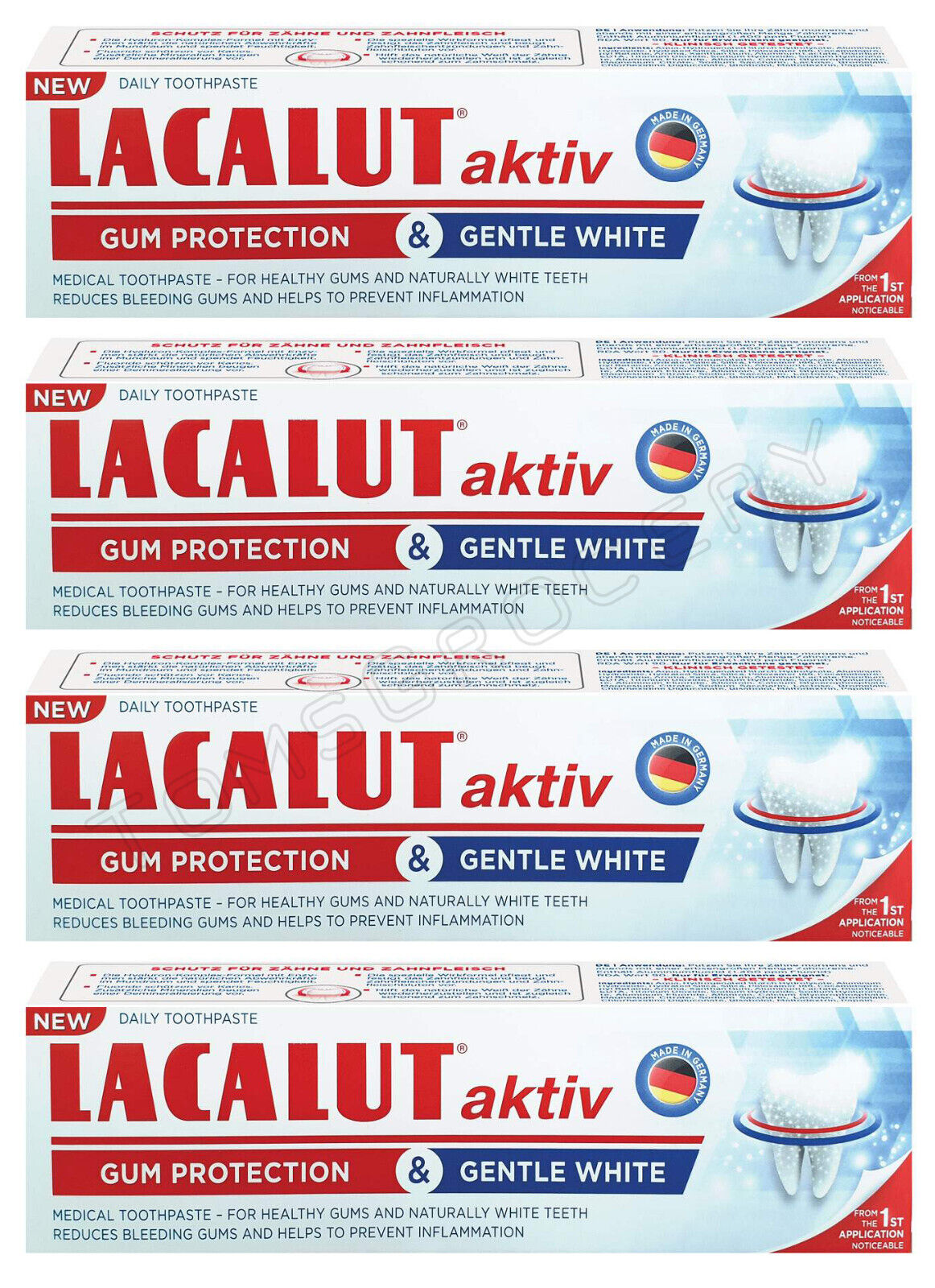 4 LACALUT GUM PROTECTION & GENTLE WHITE Daily German Toothpaste 75ml