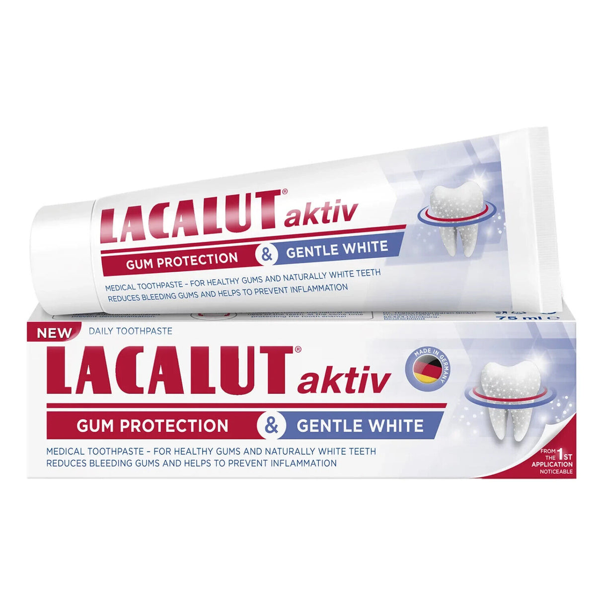 4 LACALUT GUM PROTECTION & GENTLE WHITE Daily German Toothpaste 75ml