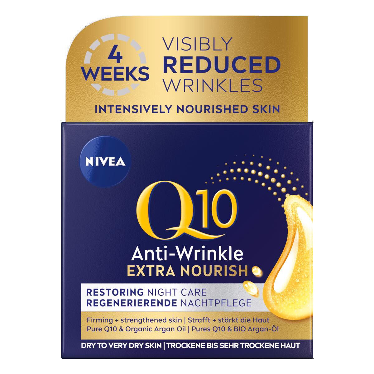 NIVEA Q10 ANTI-WRINKLE EXTRA NOURISH Restoring Night Care Face Cream 50ml