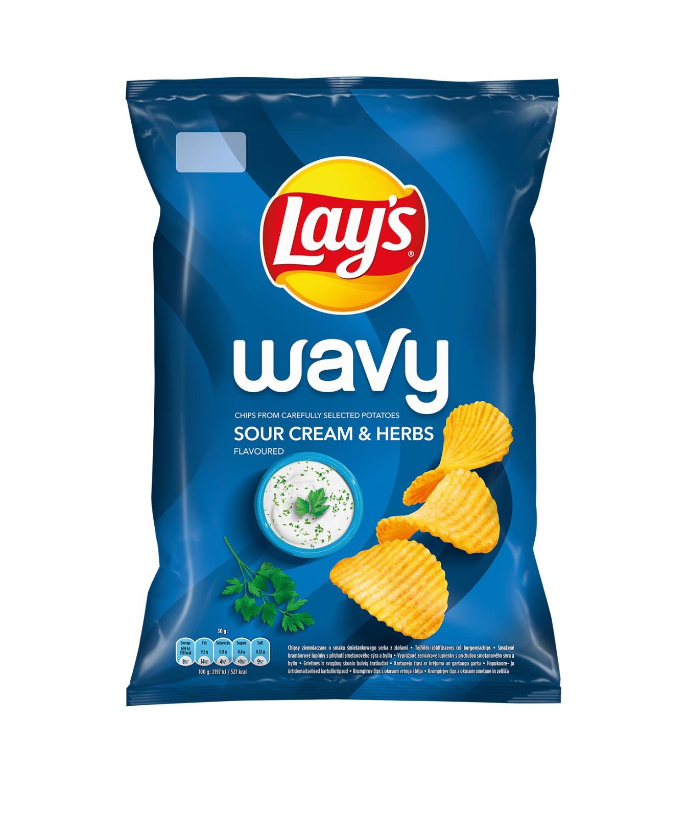 5 LAYS WAVY SOUR CREAM & HERBS Flavor Potato Chips Crisps Snacks 120g 4.2oz