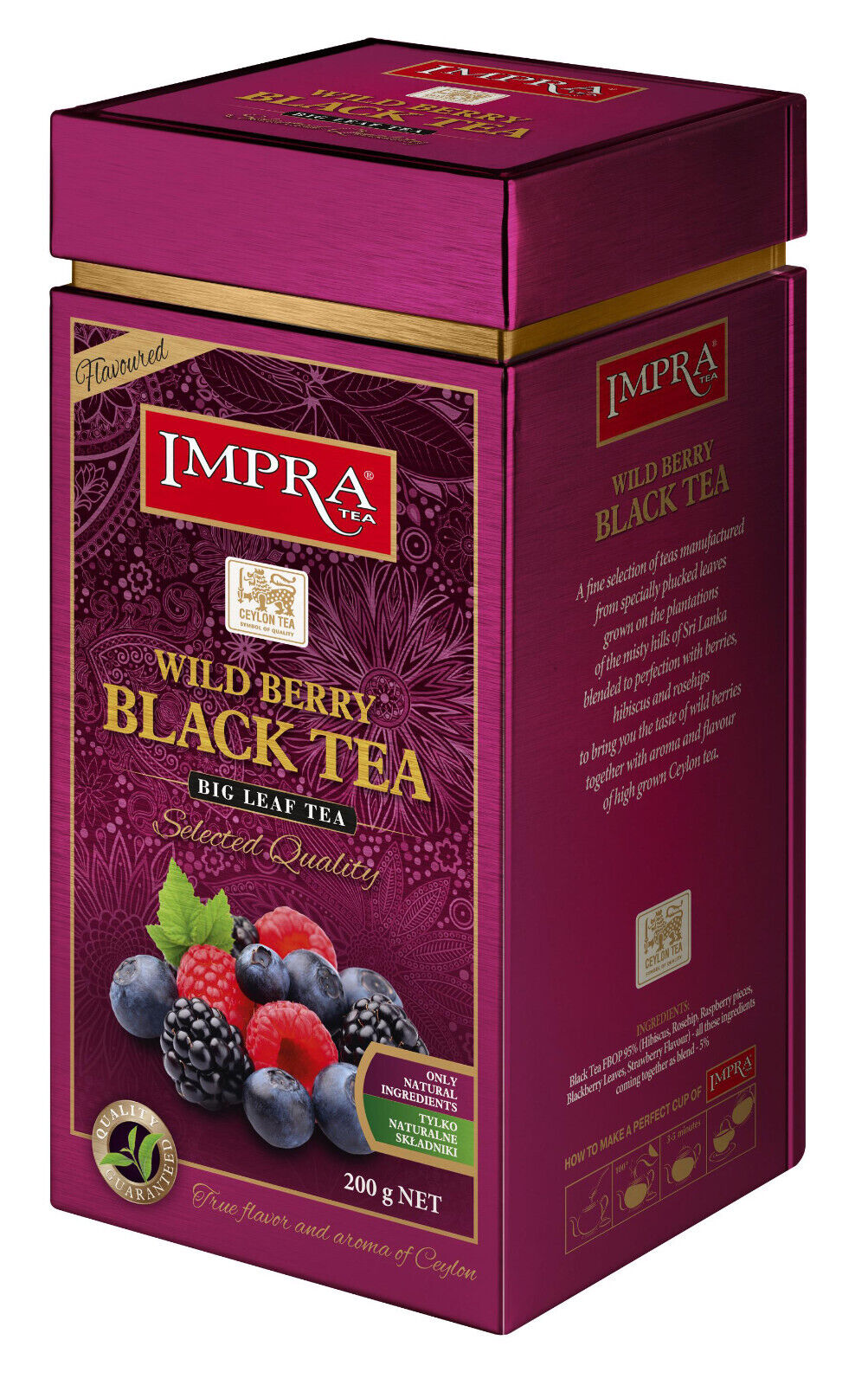 IMPRA WILD BERRY Big Leaf Black Tea Tin All Natural Ingredients 200g 7oz