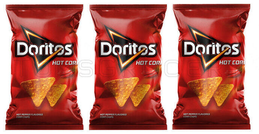 3 DORITOS HOT CORN Flavor Corn Chips Crisps European Snacks 100g 3.5oz