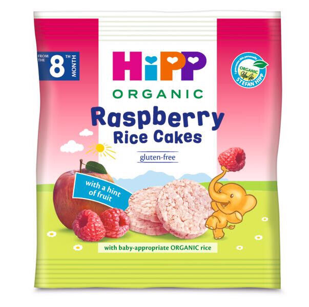 6 HIPP Organic Raspberry Rice Cakes Baby Snacks from 8 Months 30g 1.51oz