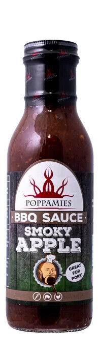 POPPAMIES SMOKY APPLE BBQ SAUCE Glass Bottle 410g 14.5oz