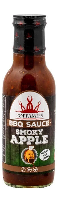 POPPAMIES SMOKY APPLE BBQ SAUCE Glass Bottle 410g 14.5oz