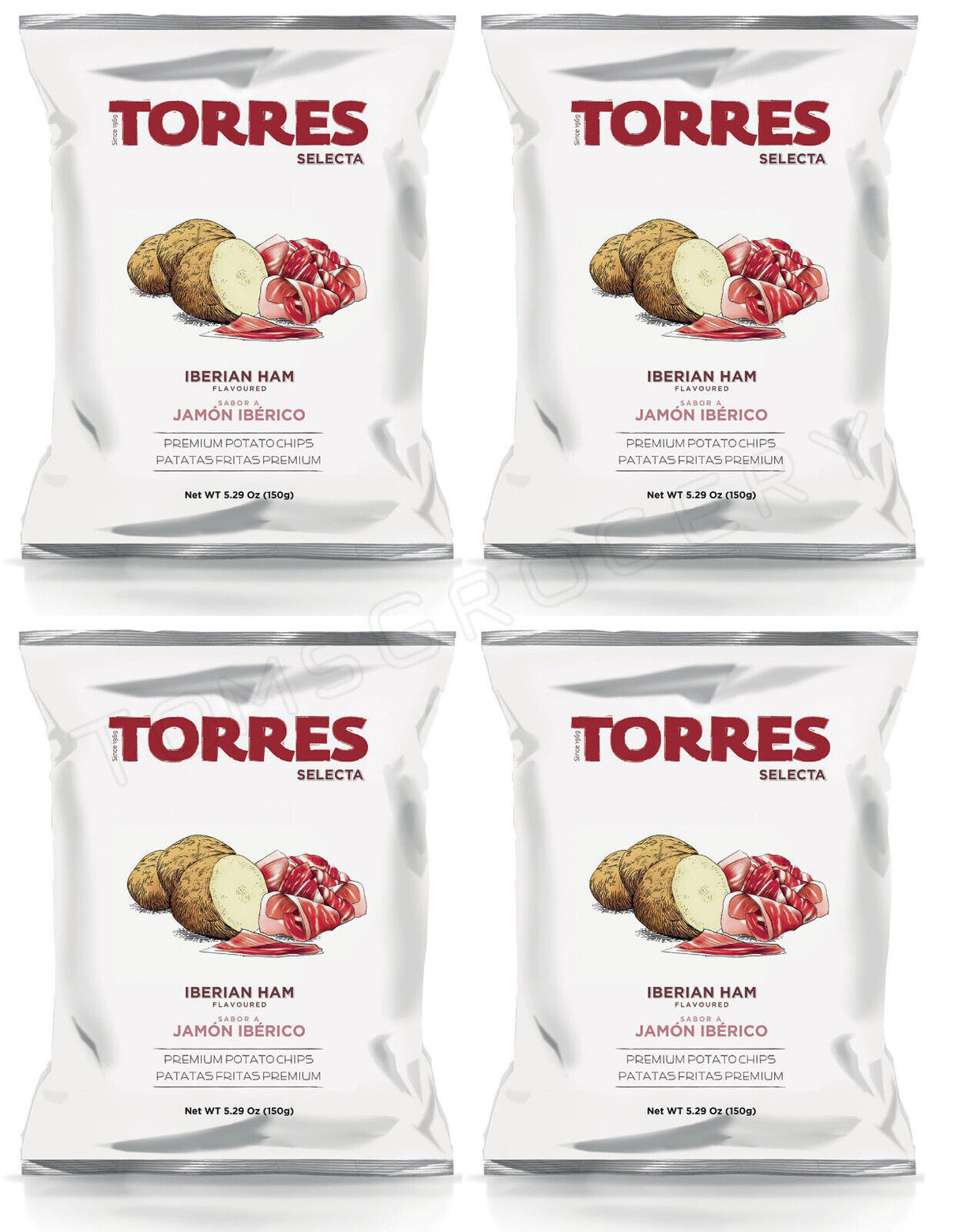 4 TORRES IBERIAN HAM Flavor Premium Potato Chips European Snacks 150g 5.29oz