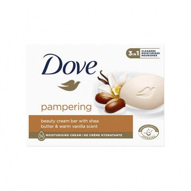 8 DOVE Pampering Beauty Cream Bar with Shea Butter & Warm Vanilla Scent 90g