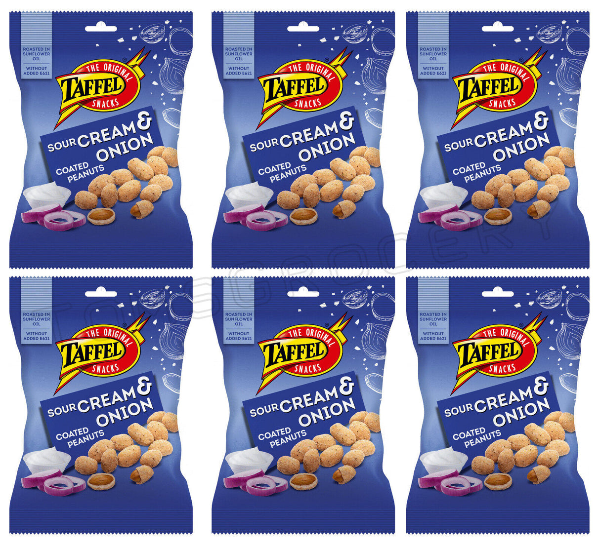 6 TAFFEL SOUR CREAM & ONION Coated Peanuts 140g 4.9oz