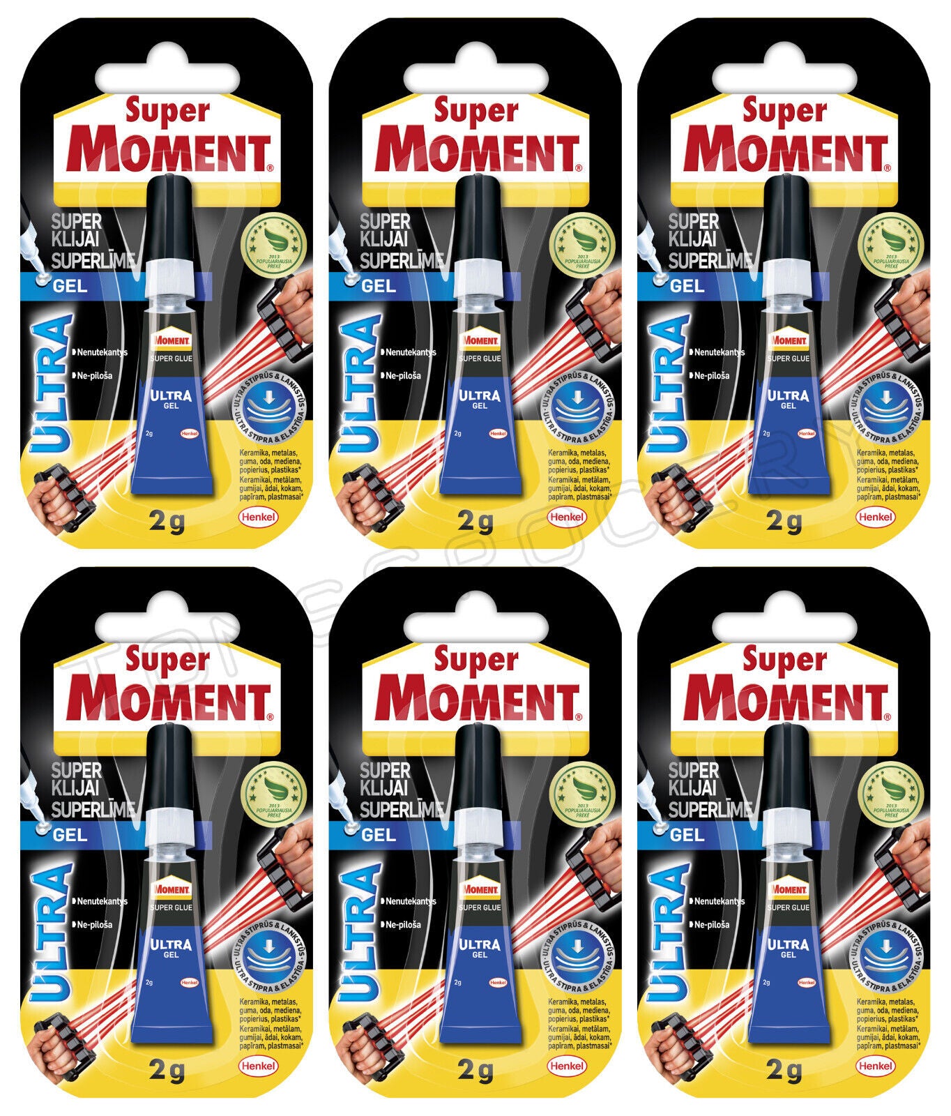 6 SUPER MOMENT ULTRA GEL Flexible Waterproof Super Glue Strong Instant Adhesive