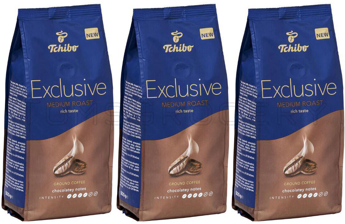3 TCHIBO EXCLUSIVE Medium Roast Chocolatey Notes Ground Coffee 500g 17oz