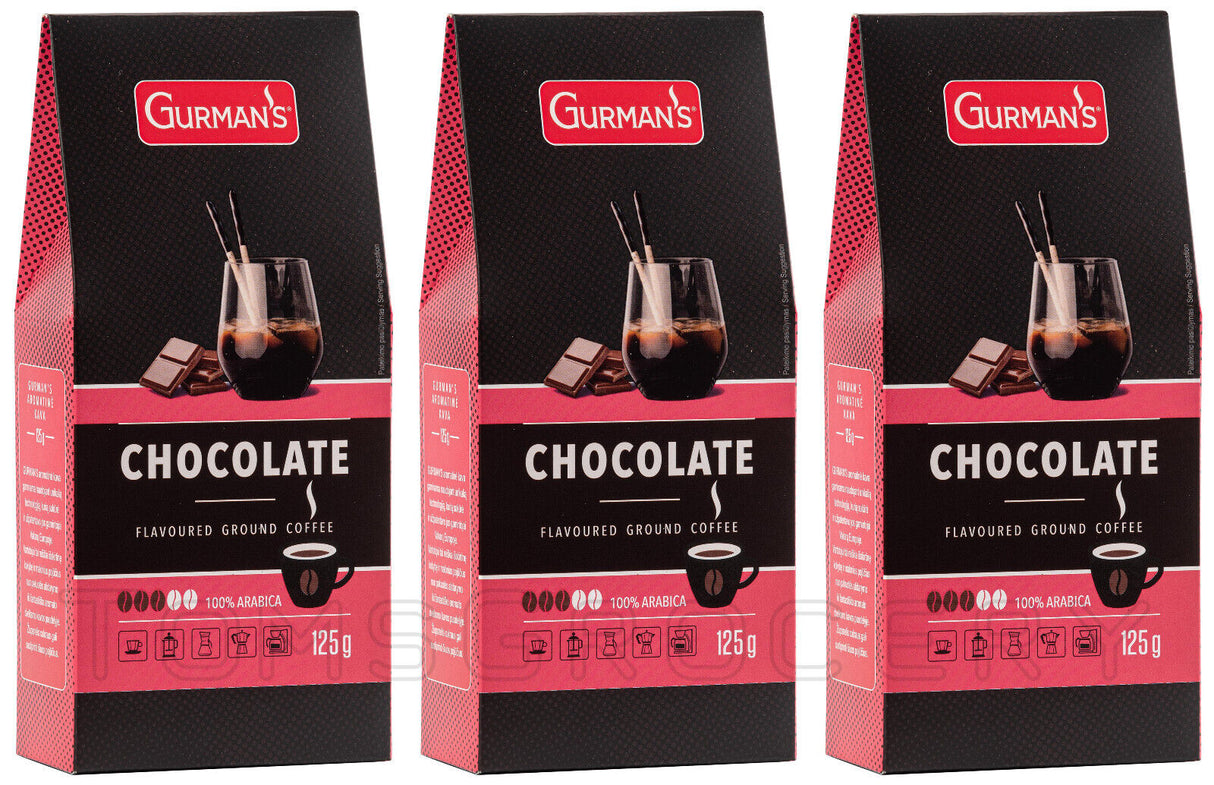 3 GURMANS CHOCOLATE Flavor Ground Coffee 125g 4.4oz