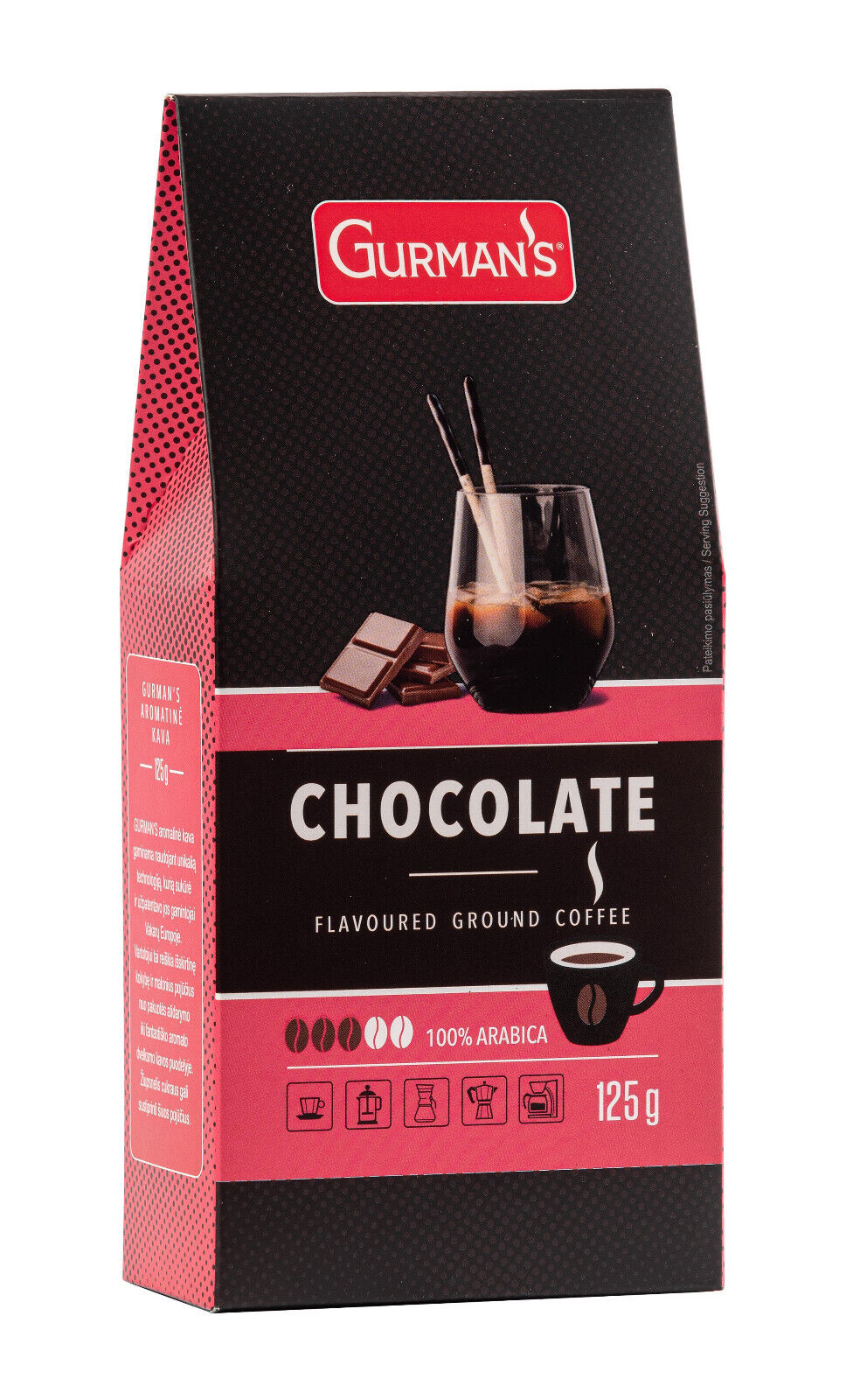 3 GURMANS CHOCOLATE Flavor Ground Coffee 125g 4.4oz