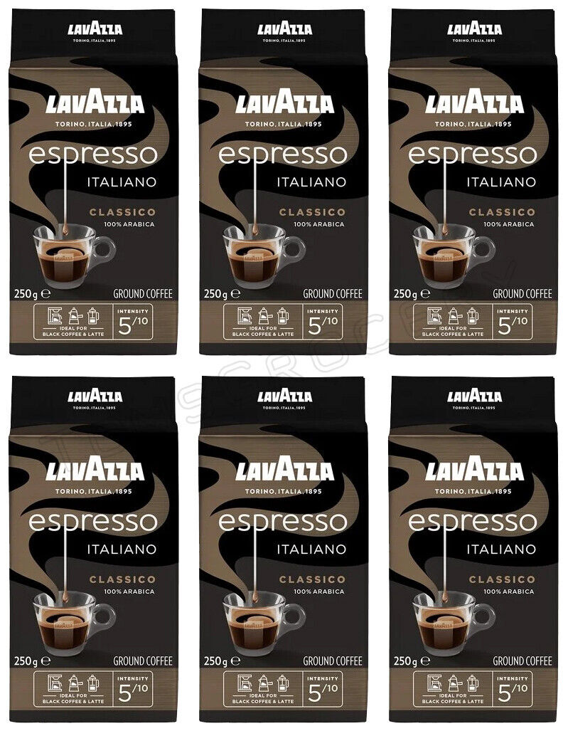 6 LAVAZZA ESPRESSO ITALIANO Classico Premium Ground Coffee 250g 8.8oz