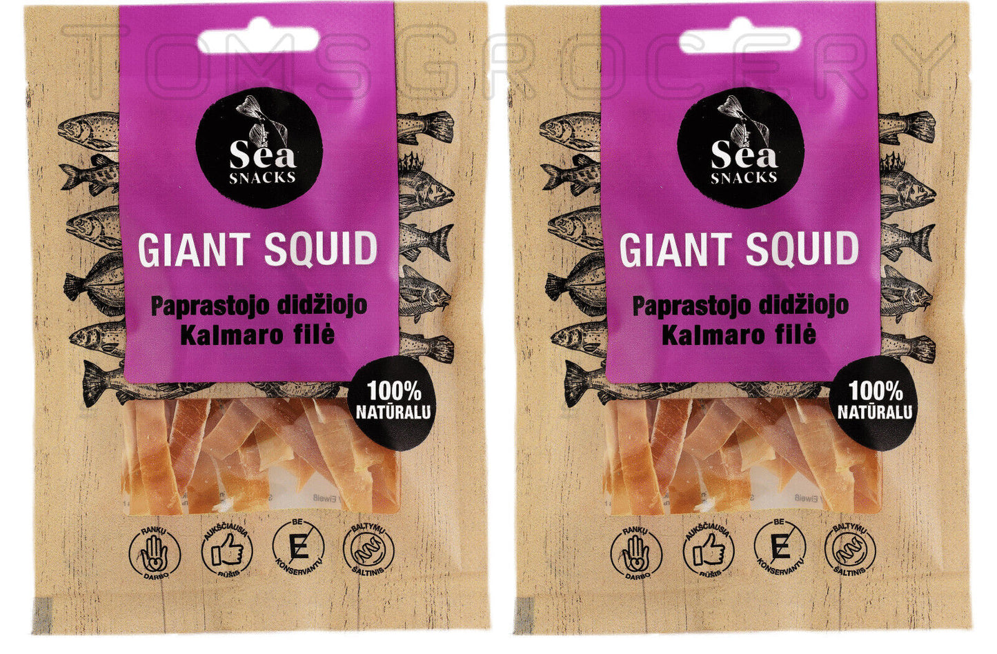 2 SEA SNACKS GIANT SQUID Natural Dried Fish Beer Snack 30g 1.05oz