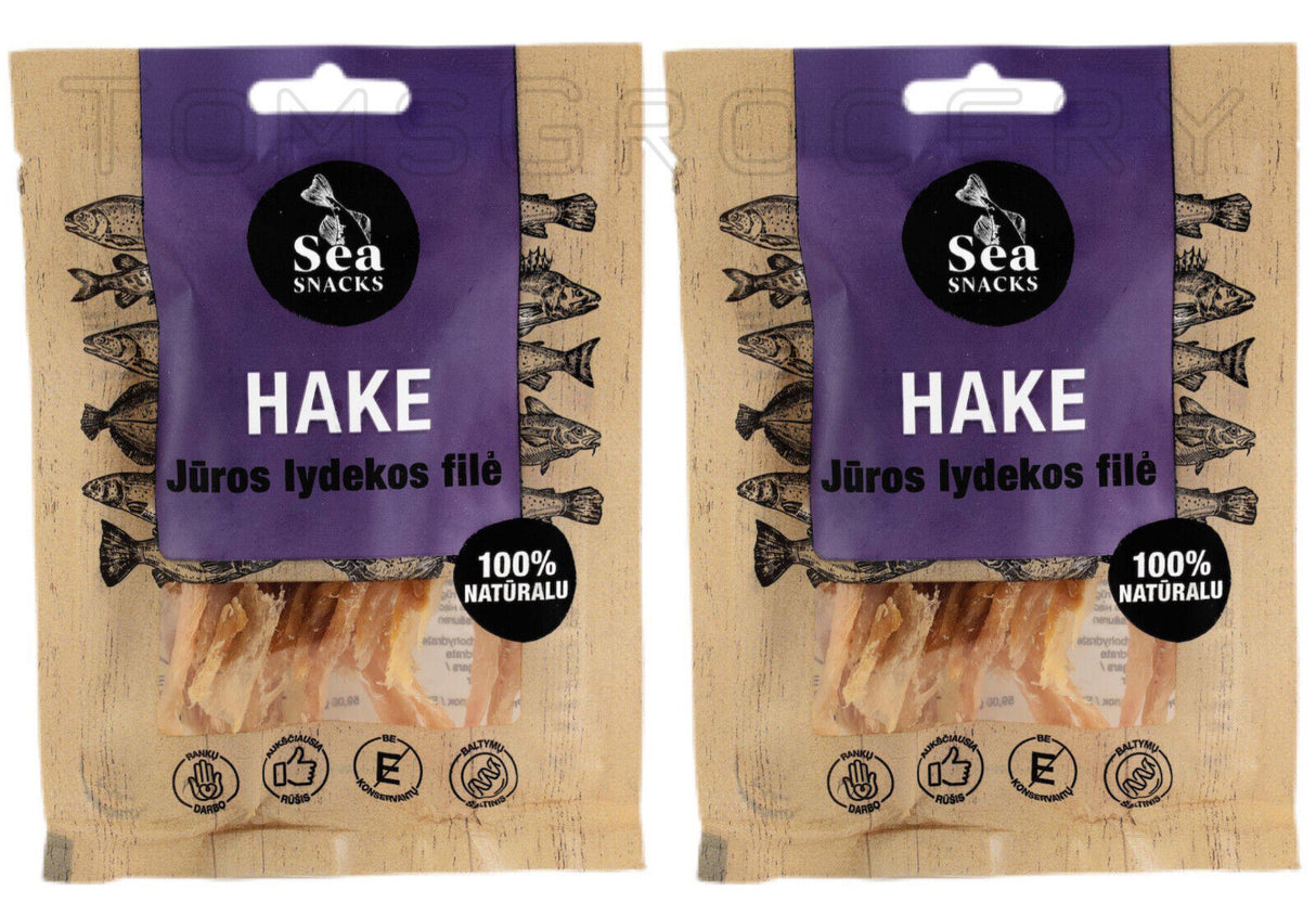 2 SEA SNACKS HAKE Natural Dried Fish Snack 30g 1.05oz
