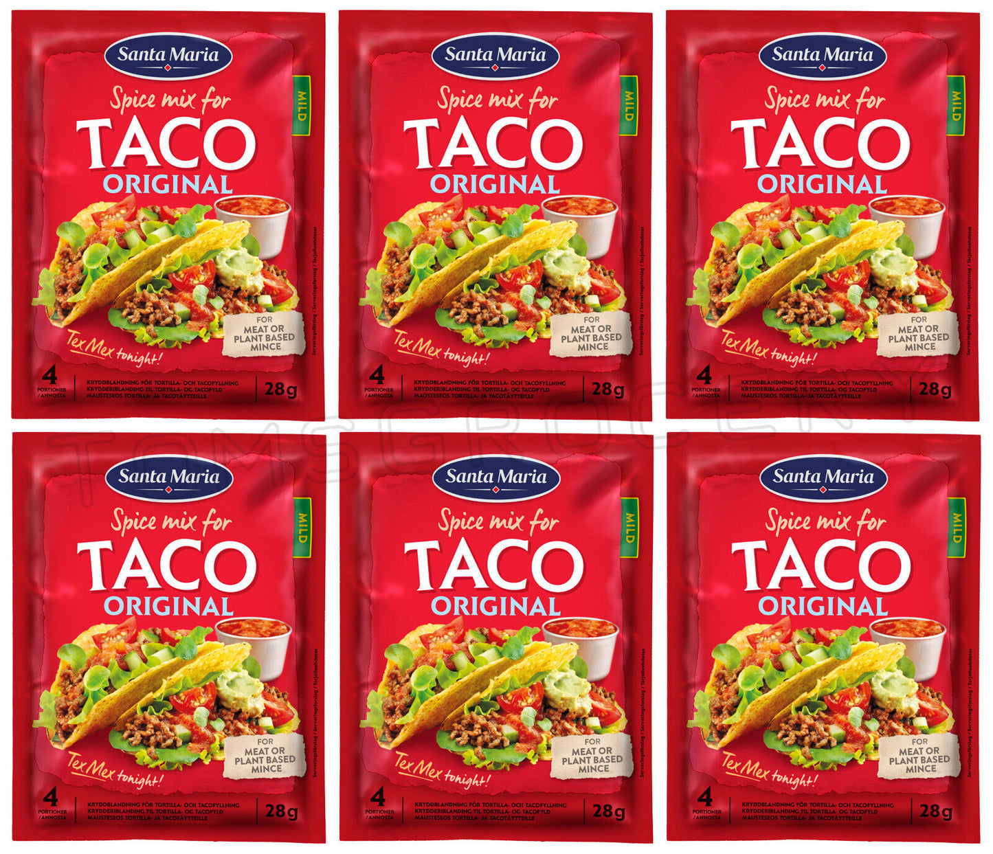 6 SANTA MARIA TACO Original Seasoning Mix Chili, Cumin & Oregano Mild Blend 28g