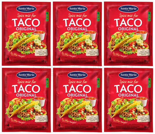 6 SANTA MARIA TACO Original Seasoning Mix Chili, Cumin & Oregano Mild Blend 28g